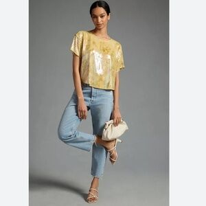 Anthropologie Pilcro Sequin Tech Top Size Medium
